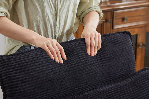 English Elm Deep Seat Sectional Sofa - Plush Black Corduroy Couch With Ottomans For Modern Living Spaces W2120S00001-GIGA