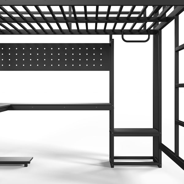 English Elm Twin Over Full Playhouse Bunk Bed with Slide Ladder Storage Shelves and Wardrobe W5305S00052