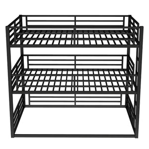 English Elm Queen Metal Triple Bunk Bed - Space-Saving, Heavy-Duty Design With Safety Guardrails For Comfort W1580S00145-GIGA