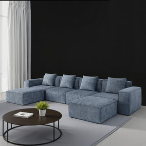 English Elm Modular Modular Sofa: Cloud Velvet Comfort, Versatile Oversized Bed, Flexible Design, No Assembly, Gray Elegance W3147S00015