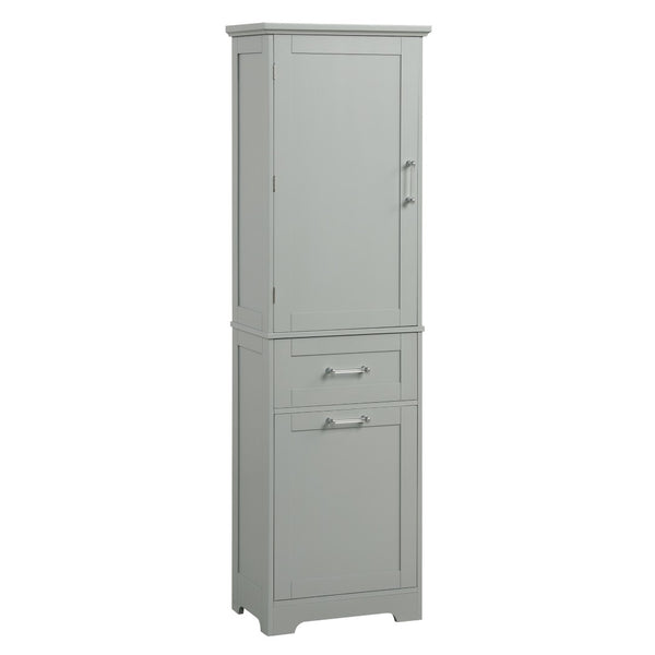 English Elm Tall Bathroom Storage Cabinet - Freestanding Grey Mdf Unit With Drawers & Adjustable Shelf For Organizing N725P206895E-GIGA