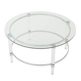 Christopher Knight Home® - Noble House - Elowen Modern Round Tempered Glass Coffee Table with Acrylic and Iron Accents