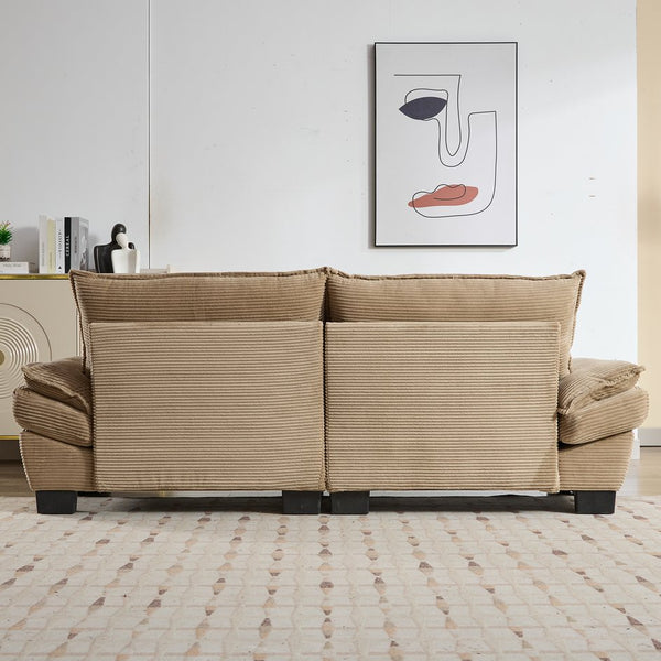 English Elm Corduroy Modern Sofa Sleeper Loveseat with Double-Layer Cushions, Two Pillows, Sturdy Frame 84" khaki W676P227338