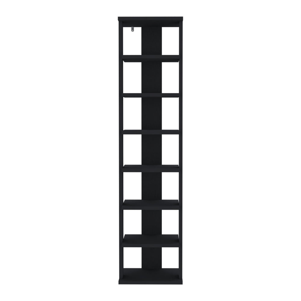 English Elm Shoe Organizer with 7 Shelves for Small Spaces — Durable Engineered Wood, Eco-Certified, Stylish Storage Black 52.76 L x 16.93 W x 3.15 H B097P369417