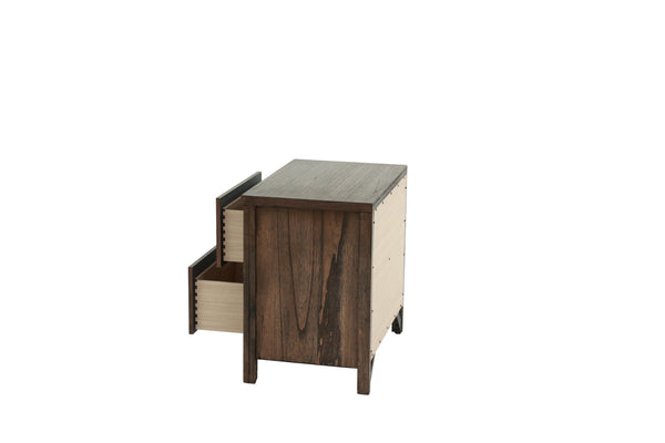 English Elm Oak Modern 1pc Nightstand with Two Soft-Close Drawers, Oak Veneer Bedside Storage Table 26x17x25" B011P244397