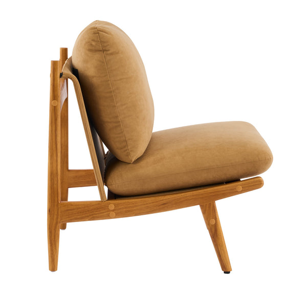 English Elm Vista Mid-century Accent Chairs Mocha Upholstered Natural Wood Frame Set of 2 N767P366304M
