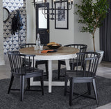 Americana Modern Dining 48-66" Round Dining Table and 4 Black Barrel Chairs Cotton DAME-5PC-48RND-2118 Parker House