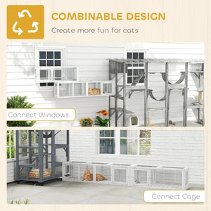 English Elm Outdoor Modular Cat Tunnel Enclosure Fir Wood Wire Frame Patio Pet Walkway T3971P459606