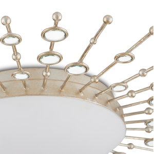 Planisphere Modern Silver Flush Mount Light Fixture with Beveled Glass and Dimmable LED Technology