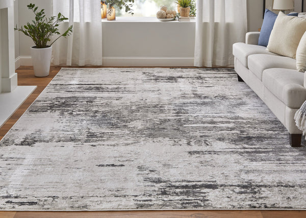 Feizy Rugs Prasad Abstract Distressed Rug – Durable Polypropylene Blend, Stain Resistant, Modern Geometric Design Ivory,Gray,Taupe Polypropylene,Polyester 67039n9fivychlg99