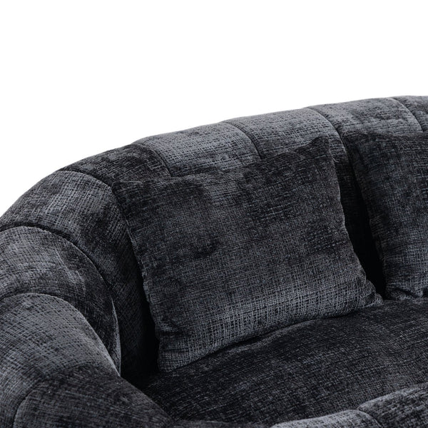 English Elm Bean Bean Bag Sofa High-Density Memory Foam Two-Seater Lounger High Back Chenille Cozy Support Black W395P181440