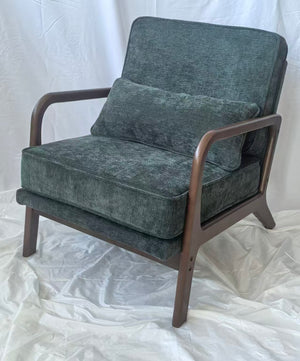 English Elm Mid-Century Modern Accent Chair - Elegant Dark Green Leisure Chair For Living Room & Bedroom Relaxation W1893P395619