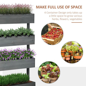 English Elm Outsunny Vertical Garden Planter Box - 4-Tier Wooden Design For Flowers, Herbs, And Vegetables, Gray W2225P174399-GIGA