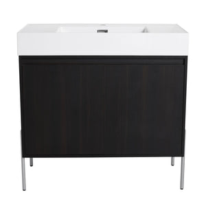 English Elm 36" Freestanding Bathroom Vanity with Durable Resin Sink and Soft-Close Cabinet Doors, Modern Storage Solution for Small Baths W1972S00014