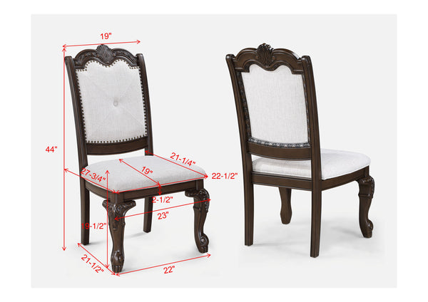 English Elm 2pc Luxurious Dining Side Chairs with Intricate Solid Wood Frames and Coffee Brown Upholstery, Set of 2 B2741P369413
