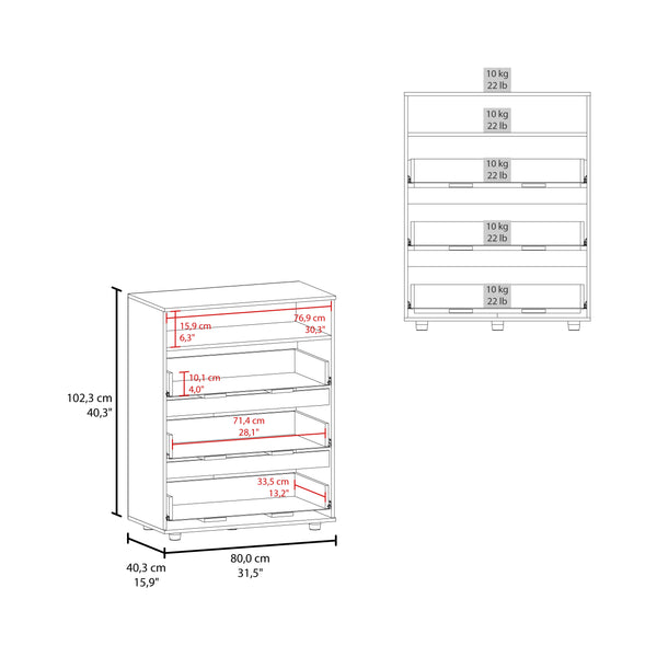 English Elm Aberdeen Matte Gray 4-Drawer Chest — Engineered Wood, Walnut Accents, Ample Storage, Modern Bedroom Elegance B092P368944