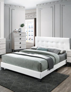 English Elm Contemporary Faux Leather Full Platform Bed Low Profile Frame for Modern Bedroom B011P414678
