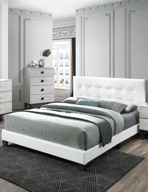 English Elm Contemporary Faux Leather Full Platform Bed Low Profile Frame for Modern Bedroom B011P414678
