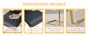 English Elm Table and Chair Set Marble Glass Top with Sculptural Gold Legs Six Seat Glam Dining Black+Gold W1151S03293