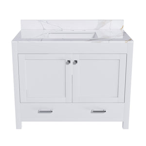 English Elm Modern 43" Bathroom Vanity With Karalakin Marble Top, Soft-Close Drawers & Versatile Storage Solutions W509S00141