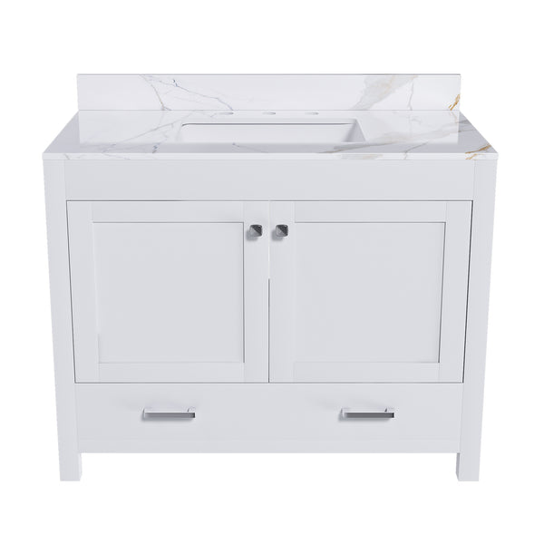 English Elm Modern 43" Bathroom Vanity With Karalakin Marble Top, Soft-Close Drawers & Versatile Storage Solutions W509S00141