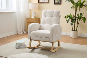 English Elm Modern Accent Rocking Chair - Stylish Nursery Glider With High Back, Solid Wood Legs & Side Pocket W2725P276730