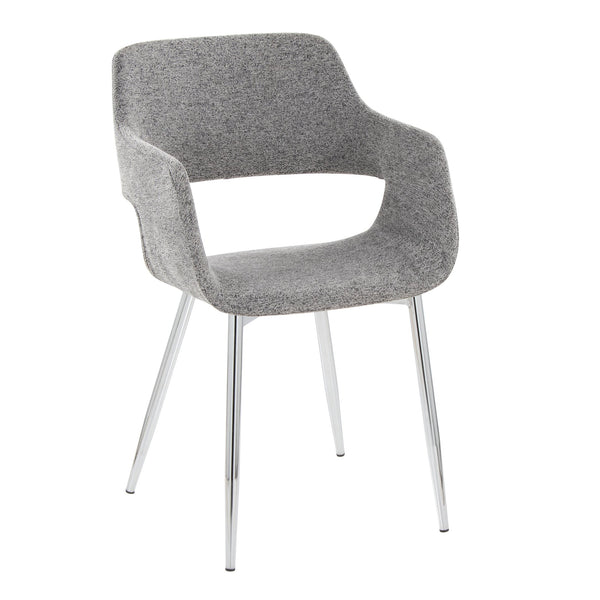 English Elm Margarite Contemporary Dining/Accent Chair Set Of 2 – Stylish Grey Fabric & Chrome Metal Elegance B202S01268