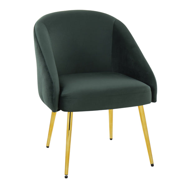 English Elm Contemporary Velvet Accent Chair with Gold Metal Legs for Living Room Decor Green B202P223651