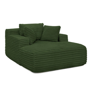 English Elm Living Compressed Chaise Lounge Foam Sofa Bed with Plush Corduroy Upholstery, Deep Seat Cloud Comfort Green W1413P298041
