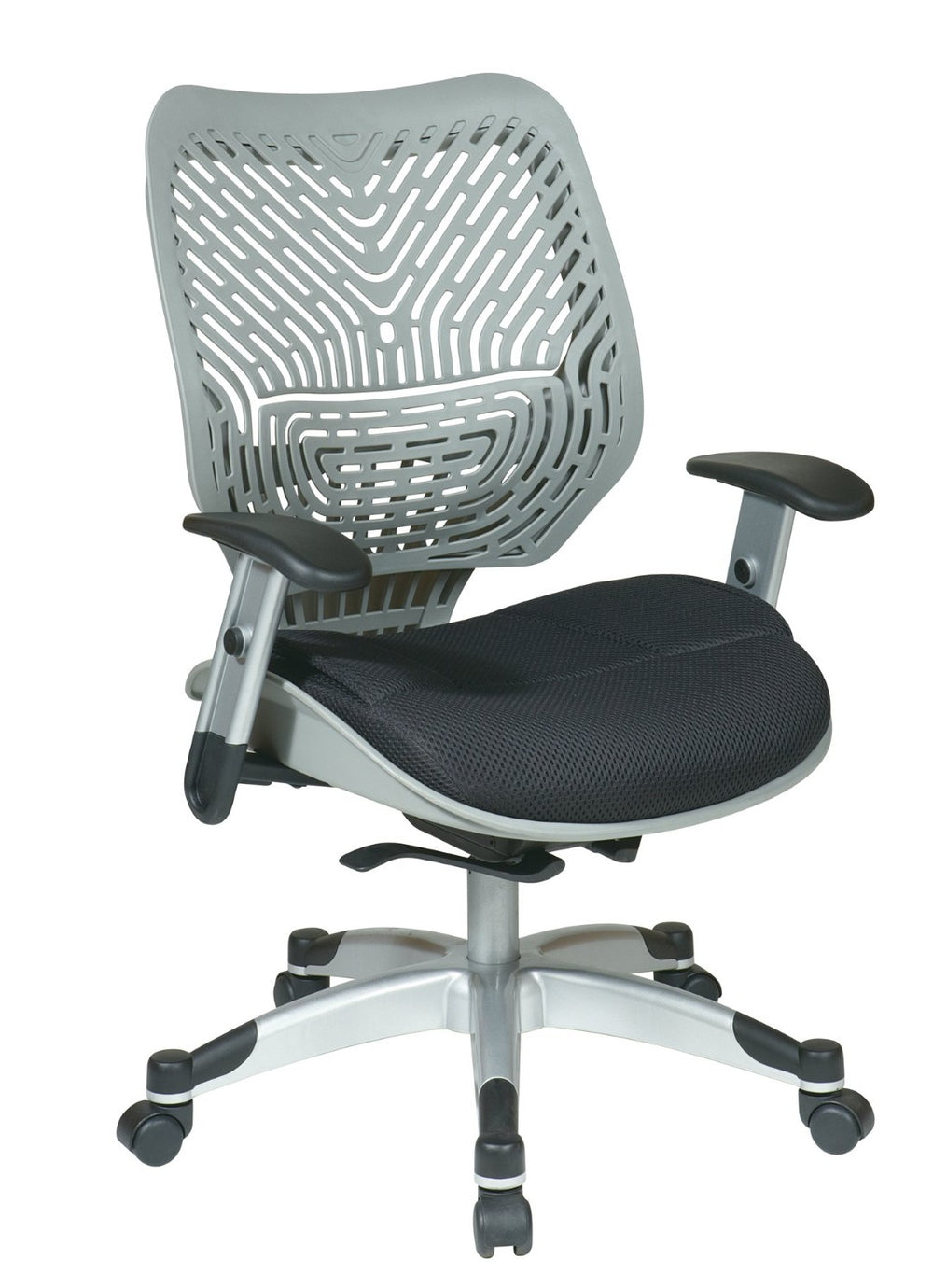 OSP Home Furnishings Unique Spaceflex Ergonomic Mesh Office Chair with Self Adjusting Lumbar and Padded Arms 86-M34C625R