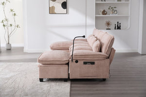 English Elm United We Win 106" U-Shaped Sectional Sofa - Comfy Chenille Cloud Couch With Usb Ports & Storage Ottoman W1568S00231-GIGA