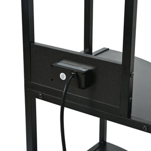 English Elm 5 5 Tier Corner Shelf LED with USB Plug, Black Metal+MDF Tall Narrow Standing Shelf for Corners W420P207358