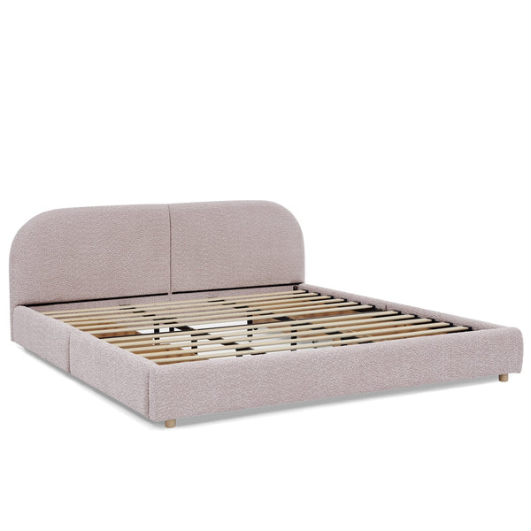 English Elm King Upholstered Storage Bed Curved Headboard Circle Yarn Fabric Modern Minimalist Frame Pink W487S00472
