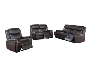 English Elm Recliner Plush 3-Seat Manual Sofa with Hidden Cup Holders, Headrest Support for Ultimate Comfort and Style Espresso 60 L x 31 W x 26 H B089P240486