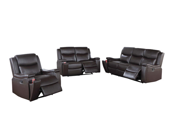 English Elm Recliner Plush 3-Seat Manual Sofa with Hidden Cup Holders, Headrest Support for Ultimate Comfort and Style Espresso 60 L x 31 W x 26 H B089P240486