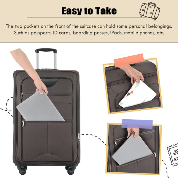 English Elm Softside Expandable Spinner Luggage Set with Tsa Lock Duffel Polyester Travel Brown N732P201004E
