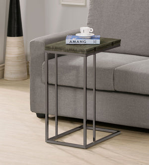 English Elm Expandable Weathered Grey C-Table with Fold-Out Top, Scratch-Resistant Laminate, Metal Base — Slim Space-Saver for Modern Living B016P381252