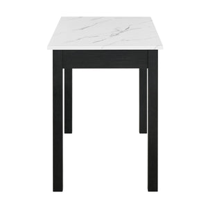 English Elm 1pc Modern Desk Elegance with Marble-Look Top and Sturdy Base, Spacious Workstation with Two Drawers for Organized Home Office Black,White 26.6 L x 51.18 W x 6.5 H B011P378481