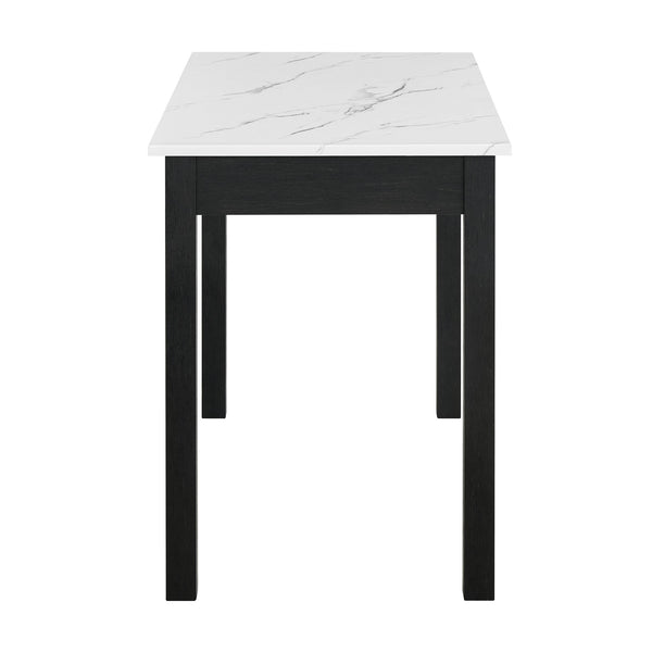 English Elm 1pc Modern Desk Elegance with Marble-Look Top and Sturdy Base, Spacious Workstation with Two Drawers for Organized Home Office Black,White 26.6 L x 51.18 W x 6.5 H B011P378481