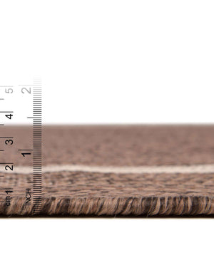 Unique Loom Outdoor Border Soft Border Machine Made Border Rug Brown, Ivory/Gray 13' 0" x 13' 0"