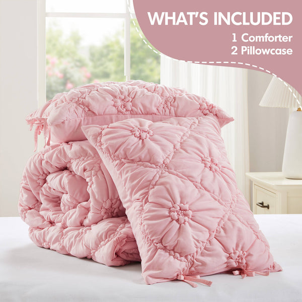 English Elm 3PCS Plush Microfiber Full/Queen Comforter Set with Hypoallergenic Poly Fill and Soft Shams Pink 16.93 L x 12.99 W x 6.69 H B035P366523