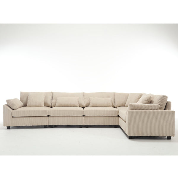 English Elm {New} Oversized Modular Sectional Sofa - Cozy Beige Corduroy, Convertible Design For Stylish Living Spaces W2325S00014-GIGA
