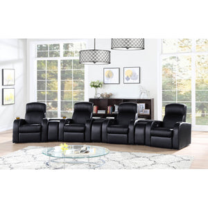 English Elm Greenfield Modern Black 4-Seater Home Theater Recliner Set With Wedge Consoles & Storage Options B062S00955