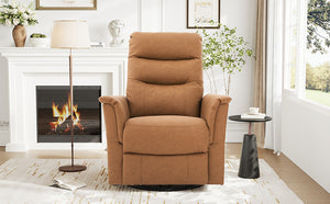English Elm Manual Recliner Swivel Rocker Boucle Chair with 8-point Massage for Nursery or Living Room Brown N763P363763D