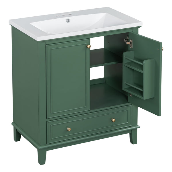 English Elm 30" Stylish Dark Green Bathroom Vanity With Sink Combo, Durable Mdf, Modern Design & Storage Solution SY999606AAF-6