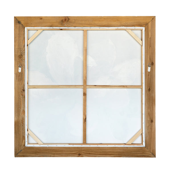 English Elm 39.4x39.4x1.2" Hand-painted Magnolia Canvas Art in Rustic Fir Wood Frame W2078P475437