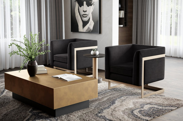 Sunpan Blakely Coffee Table - Bold Contemporary Design with Unique Handcrafted Details for Stylish Living Spaces Antique Brass