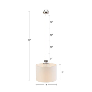 JLA Home INK+IVY - Metal Pendant Silver Drum Shade with Glass Diffuser & White Linen Shade — Contemporary Urban Chic Lighting II151-0105