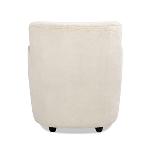 English Elm Jennifer Taylor Home - Wolffe Curved Arm Accent Chair 32" in Crème de la Crème White Faux Fur — Plush Rounded Arms, Cozy Elegance B2719P238279