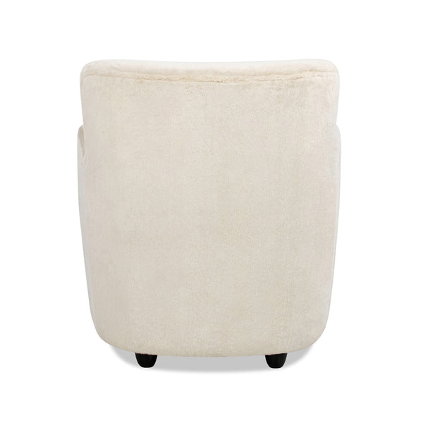 English Elm Jennifer Taylor Home - Wolffe Curved Arm Accent Chair 32" in Crème de la Crème White Faux Fur — Plush Rounded Arms, Cozy Elegance B2719P238279